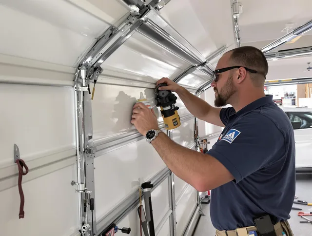 West Warwick Garage Door Repair technician quieting a noisy garage door in West Warwick