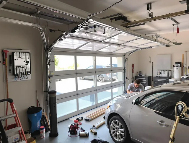 Garage door noise reduction service by West Warwick Garage Door Repair in West Warwick