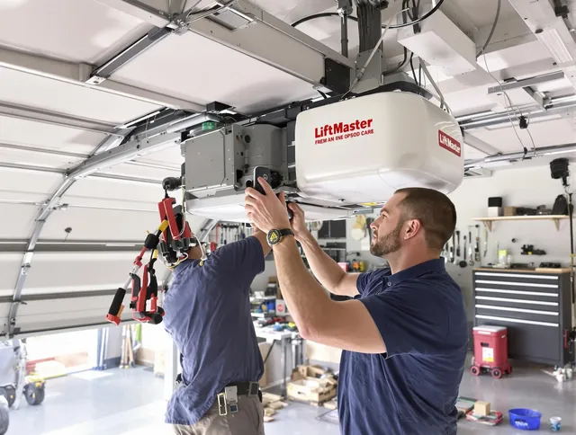 West Warwick Garage Door Repair technician performing advanced diagnostics on garage opener in West Warwick