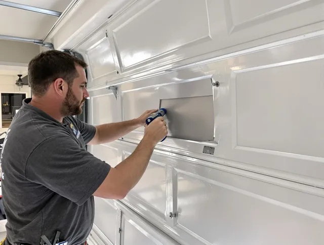 Garage door panel repair by West Warwick Garage Door Repair in West Warwick